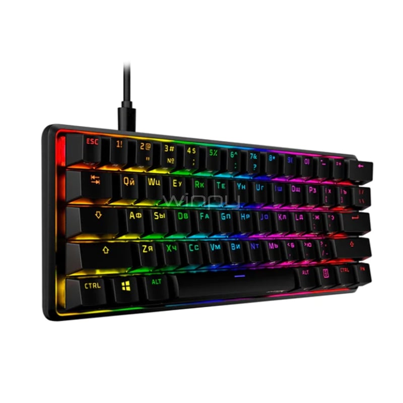 Teclado Mecánico HyperX Alloy Origins 60 RGB (Switch Red, Anti-Ghosting, Inglés, Negro)