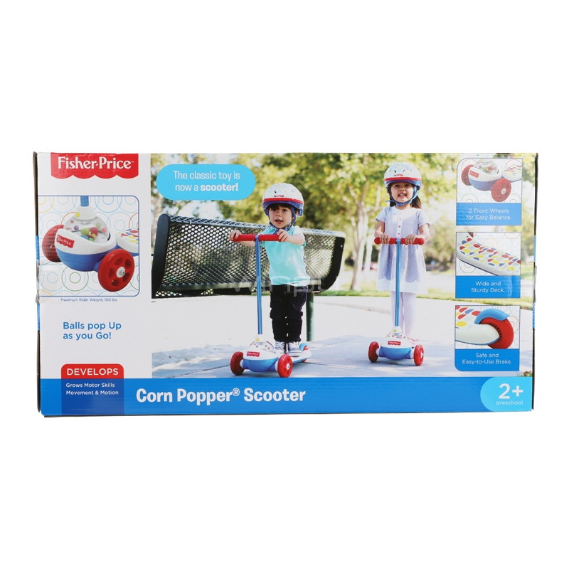 Scooter Fisher Price Corn Popper para Niños 2+ (hasta 34kg, 3 Ruedas, Azul/Rojo)