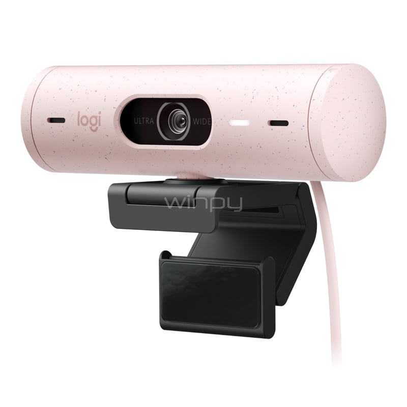 Cámara Web Logitech Brio 500 de 4 MP (Full HD, USB-C, Rosado)