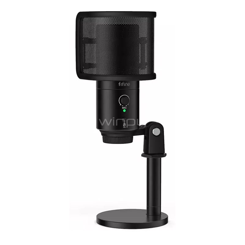 Micrófono de Condensador FiFine K683B Streaming (Filtro POP, USB-C/USB)