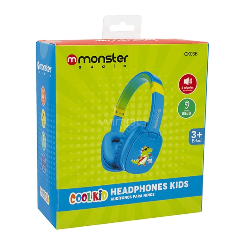 Audífonos Monster Audio Cool Kid (Jack 3.5mm, Dino Rock Star)
