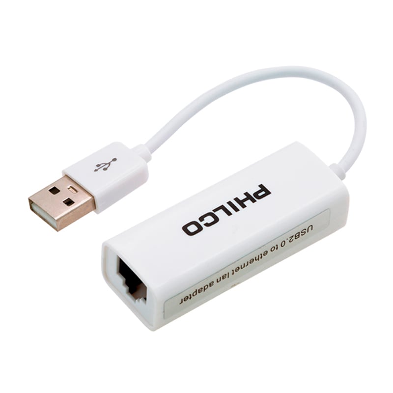 Adaptador Ethernet Philco USB-A (RJ45, 100Mbps, Blanco)