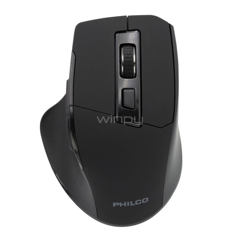 Mouse Inalámbrico Philco 345 (Dongle USB, Negro)