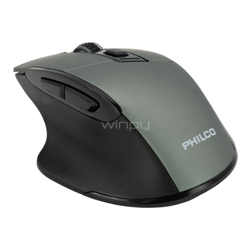 Mouse Inalámbrico Philco 345 (Dongle USB, Plateado)