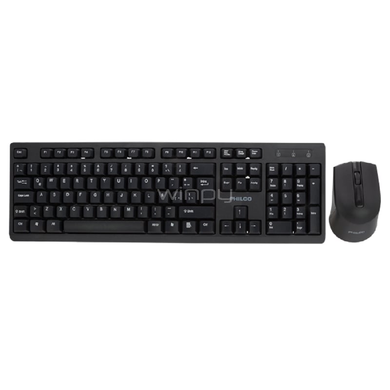 Kit Teclado + Mouse Philco 6354K Inalámbrico (Dongle USB 1.600dpi, Negro)