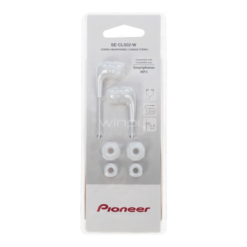 Audífonos Pioneer SECL502 (Jack 3.5mm, Blanco)
