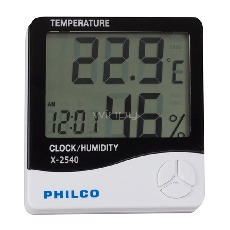 Reloj Digital Philco con Termómetro (12/24 horas, Calendario, Alarma)