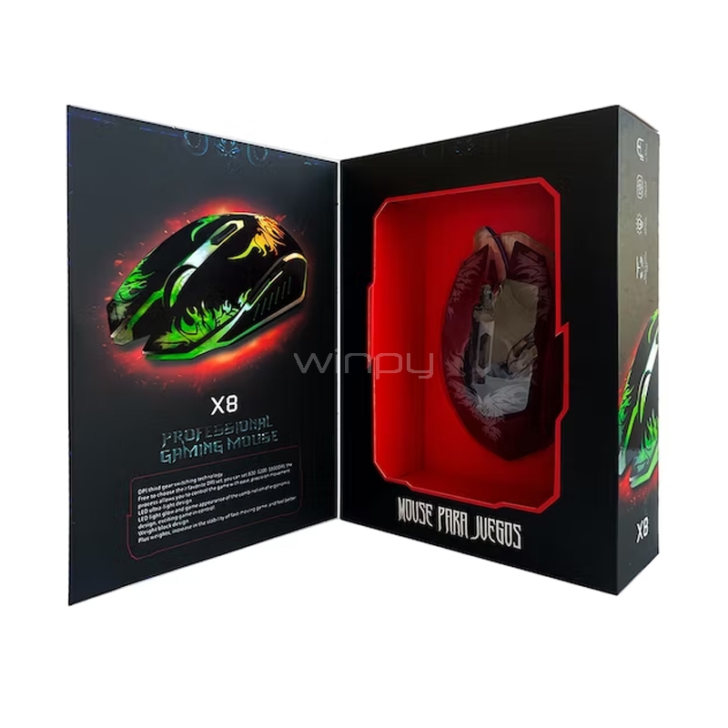 Mouse Gamer Ultra X8 de 6 Botones (2.400dpi, Retroiluminado)