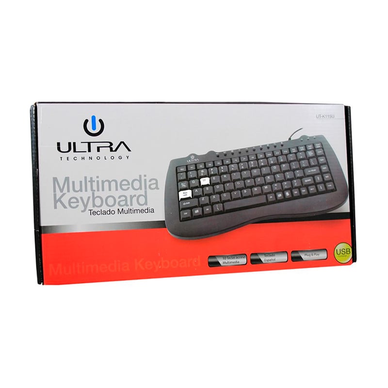 Teclado Ultra K115 Multimedia (Diseño Slim, Español, Negro)