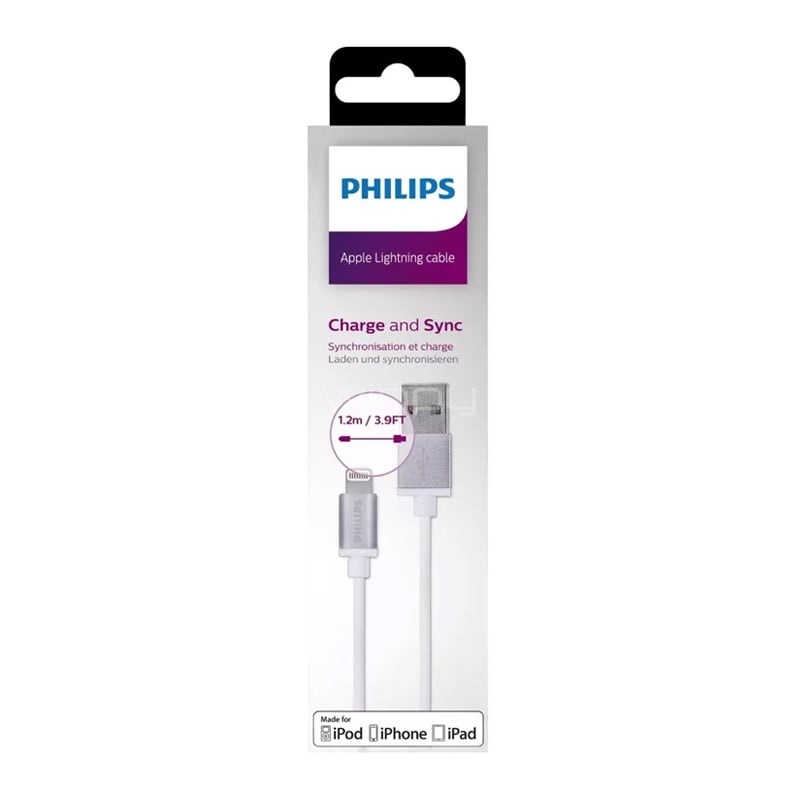 Cable Lightning Philips de 1.2 metros (Blanco)