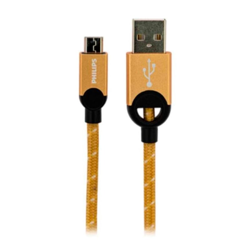 Cable Philips de USB-A a microUSB (1.2 metros, Trenzado, Dorado)