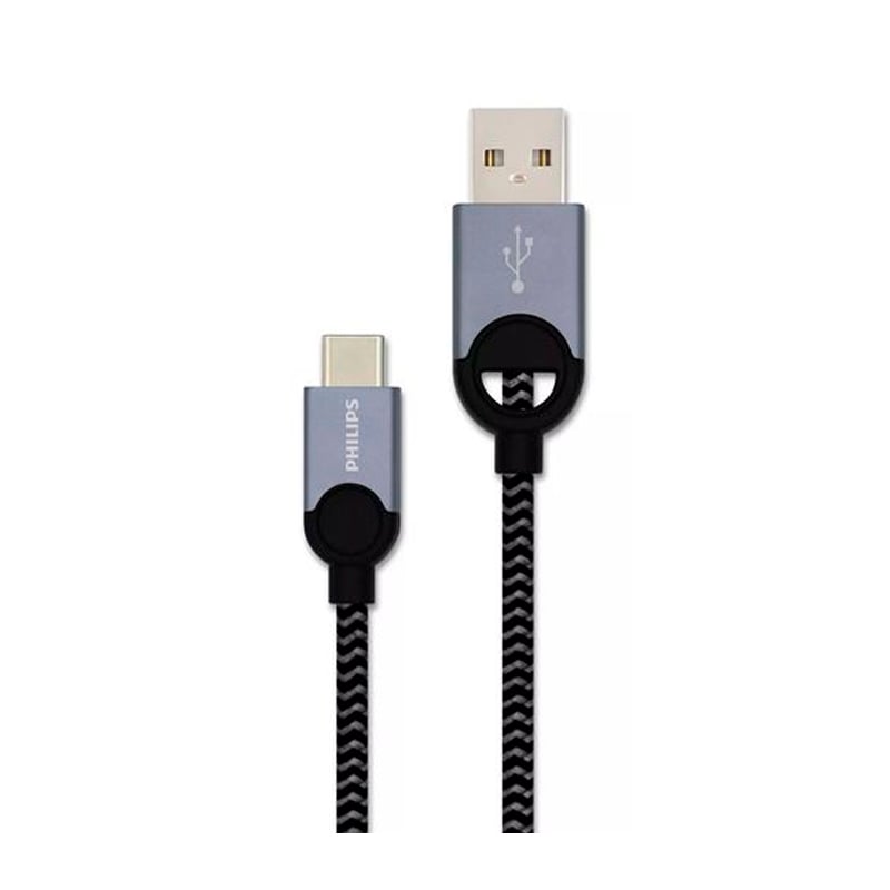 Cable Philips de USB-A a microUSB (1.2 metros, Trenzado, Gris)