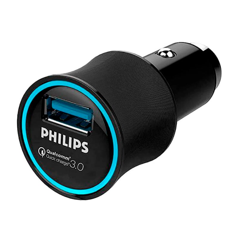 Cargador para Auto Philips QC 3.0 Ultra Rápido (18Watts, 12V/ 3Ah)