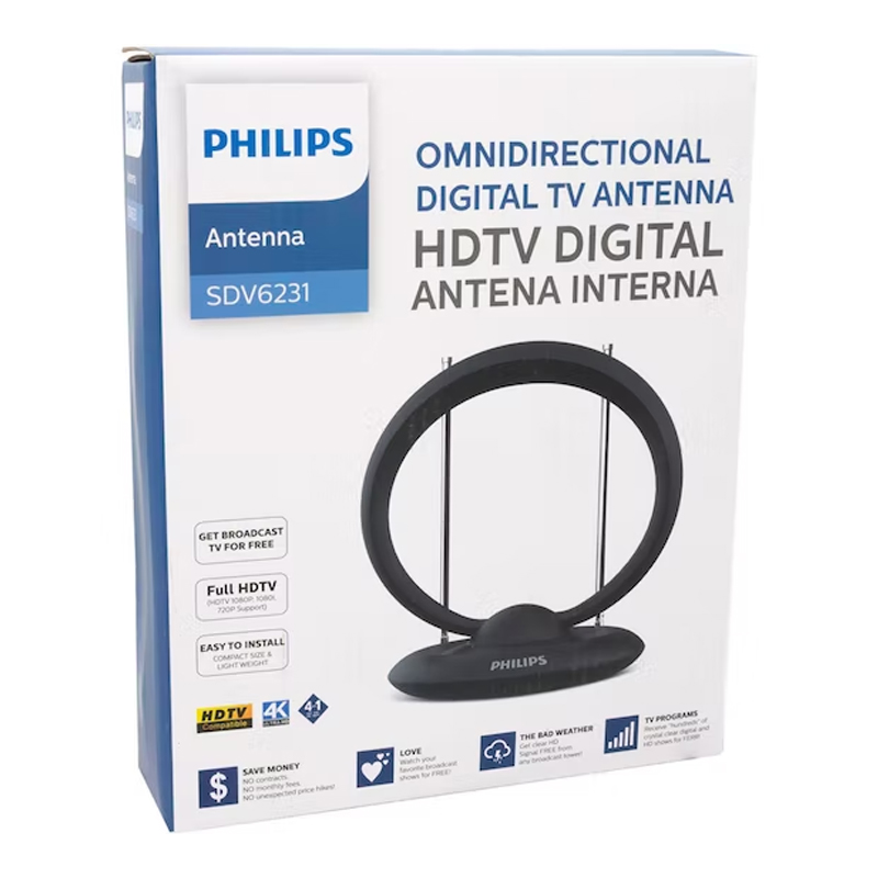 Antena HDTV Philips de Interior (Pedestal, Full HD)