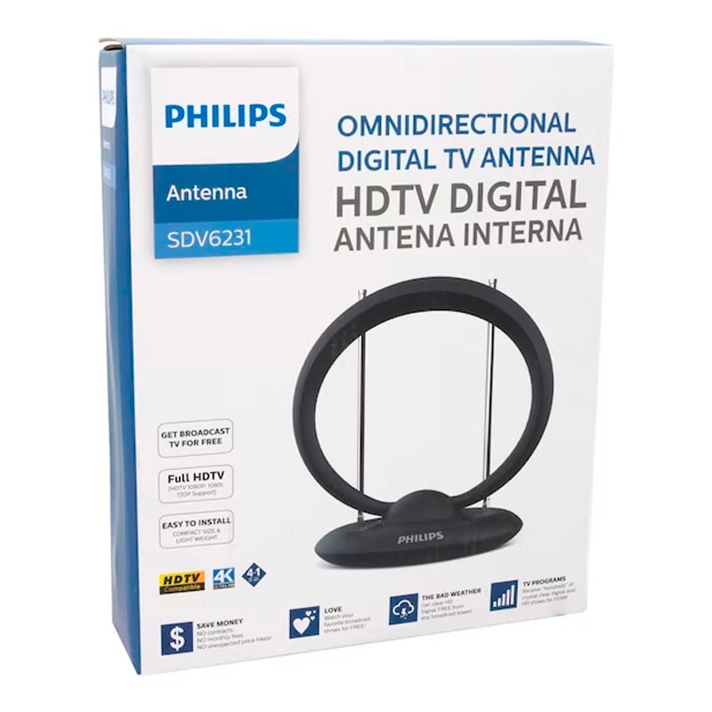 Antena HDTV Philips de Interior (Pedestal, Full HD)