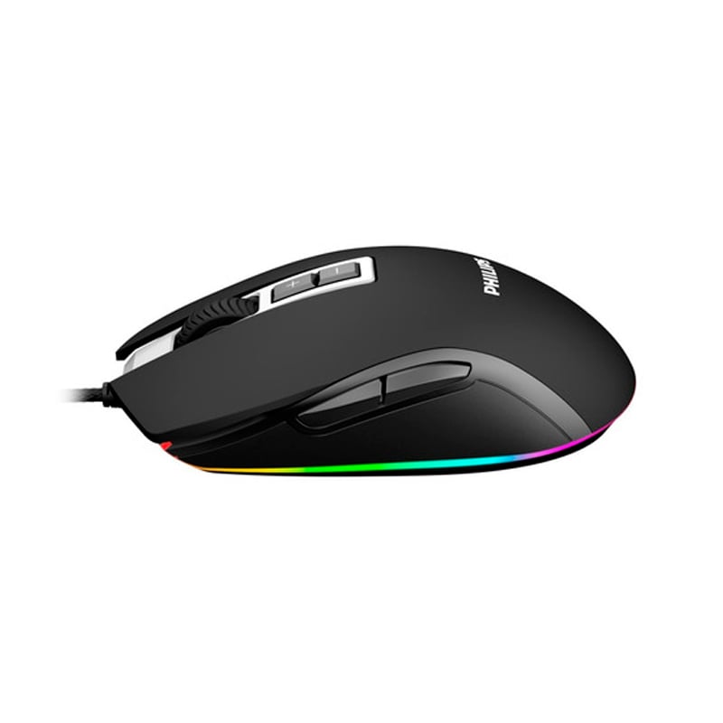 Mouse Gamer Philips G212 de 8 botones (2.800dpi, RGB, Negro)