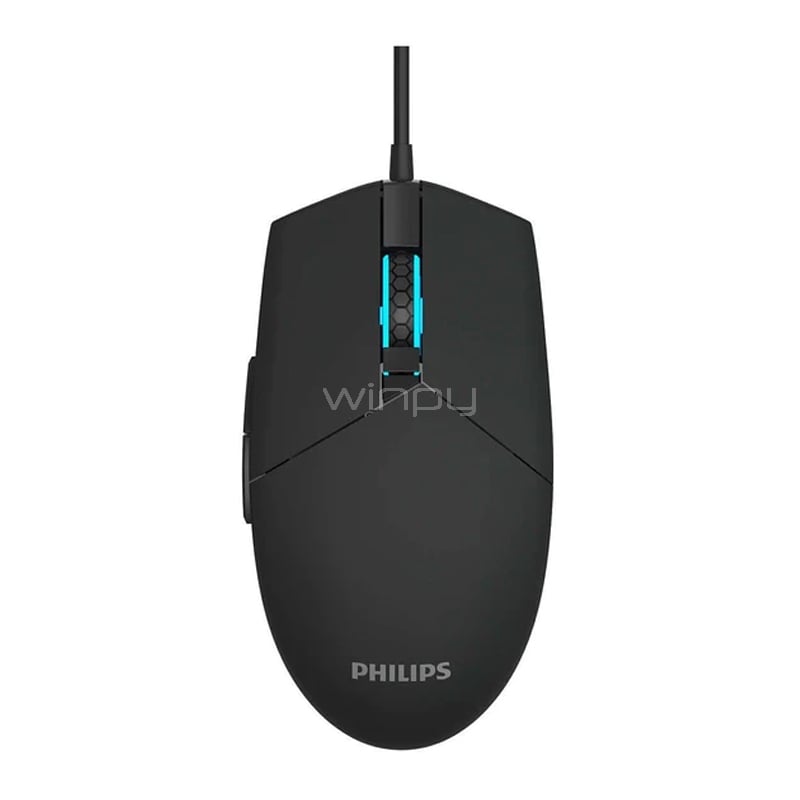 Mouse Gamer Philips G304 de 6 botones (Sensor SPCP6653, 6.400dpi, Negro)