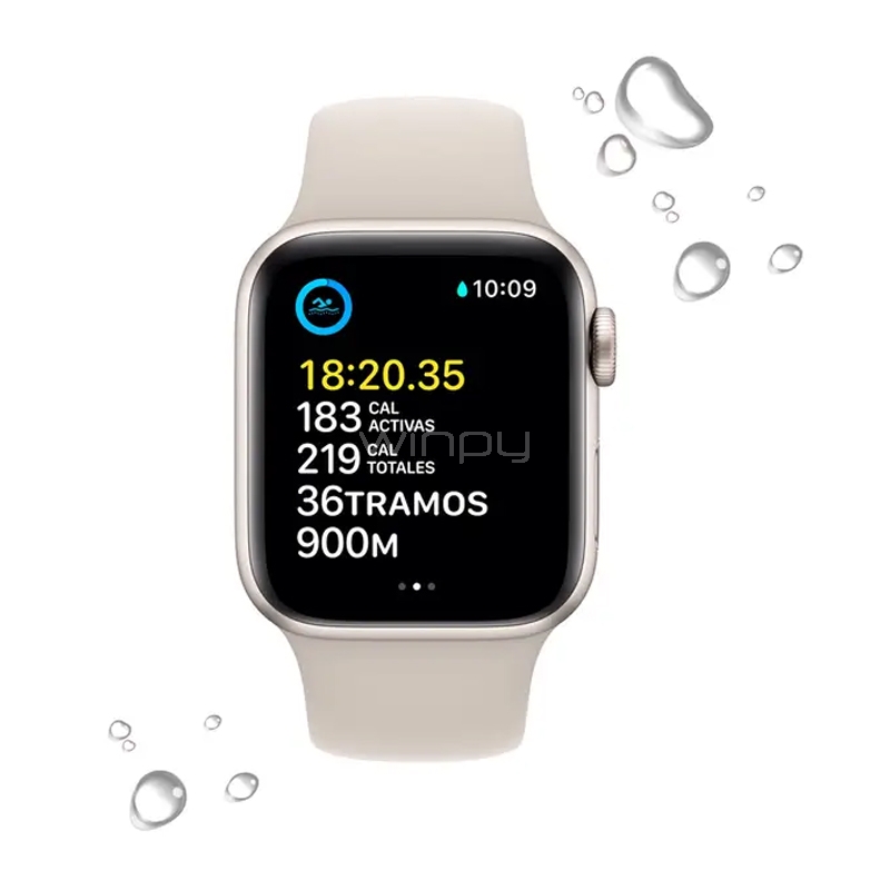 Apple Watch SE de 44mm (OLED, GPS, Case Aluminio, Correa Deportiva Blanco Estrella)