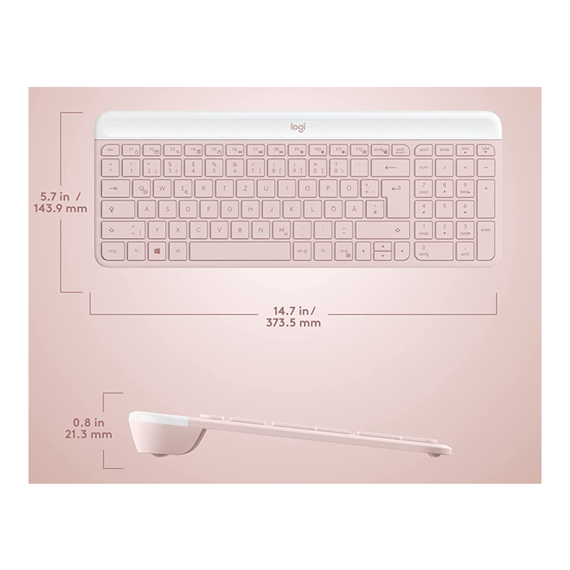 Kit Teclado + Mouse Logitech MK470 (Dongle USB, Español, Rosado)