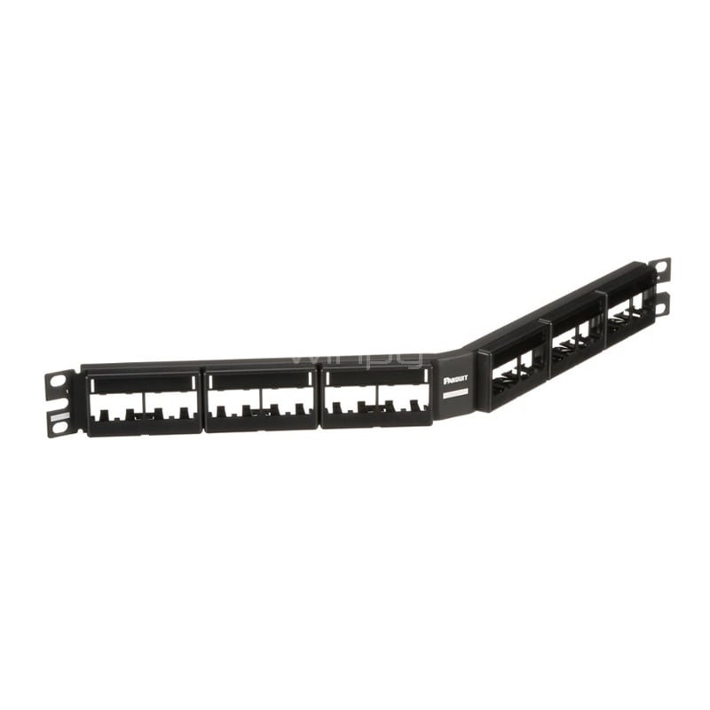 Panel de Distribuci&oacute;n Panduit Mini-Com en ángulo (24 puertos, 1 RU, Negro)