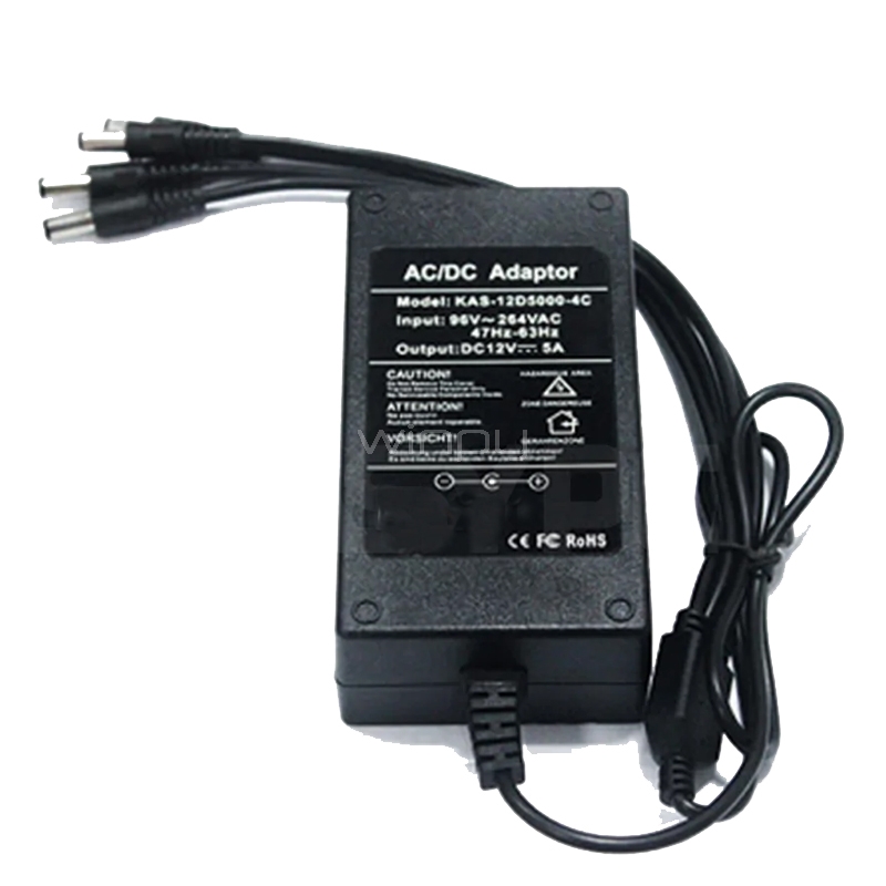 Adaptador de Poder FolkSafe de 12V/5A (4 conectores DC)