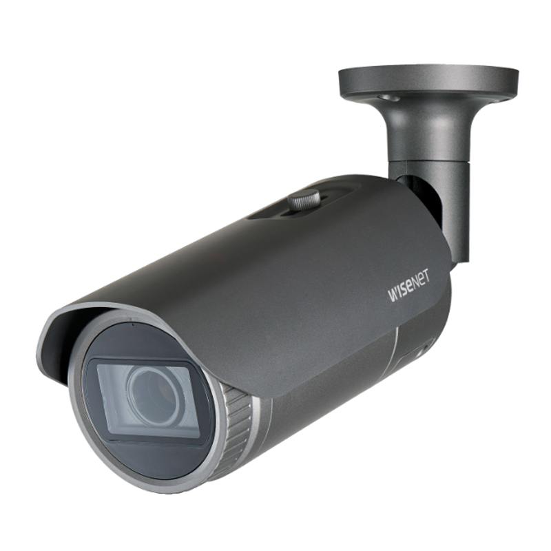 Cámara Bullet Hanwha WiseNet de red (5 MP, IR, Varifocal, H.265, IP66, IK10)