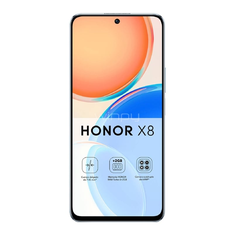Celular Honor X8 de 6.7“ (Claro, Octacore, 6GB RAM, 128GB Internos, Silver)