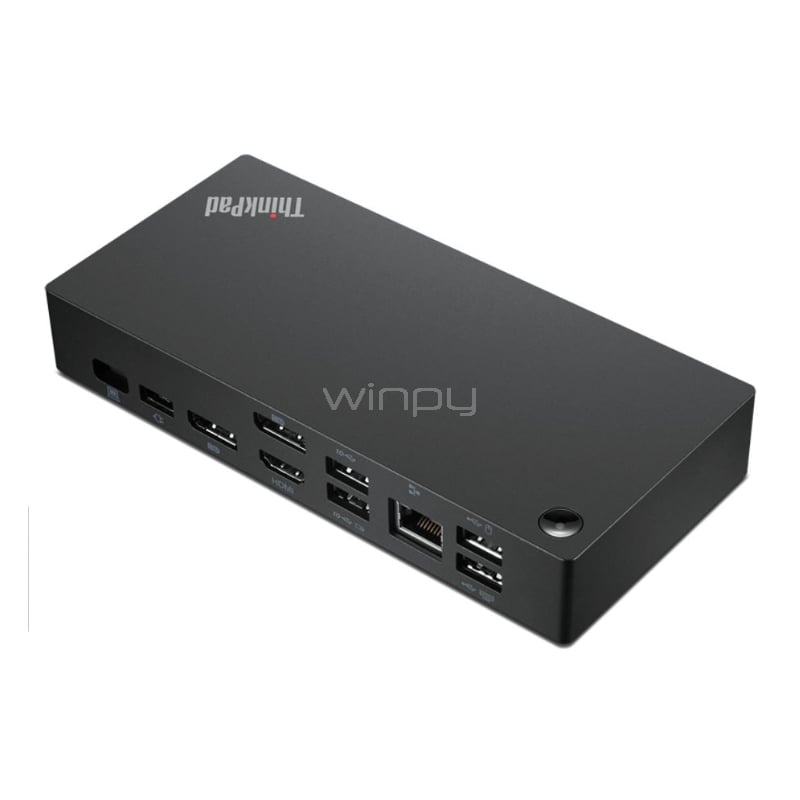 Estación de Acoplamiento Lenovo ThinkPad USB-C (USB-A, D-Port, HDMI, VGA, LAN, Audio, 90 W)