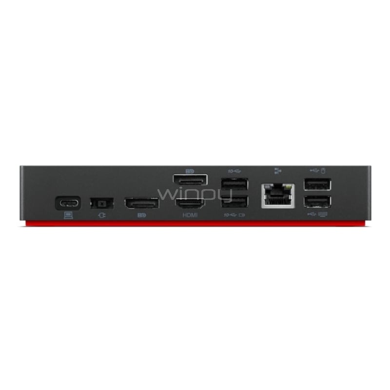 Estación de Acoplamiento Lenovo ThinkPad USB-C (USB-A, D-Port, HDMI, VGA, LAN, Audio, 90 W)