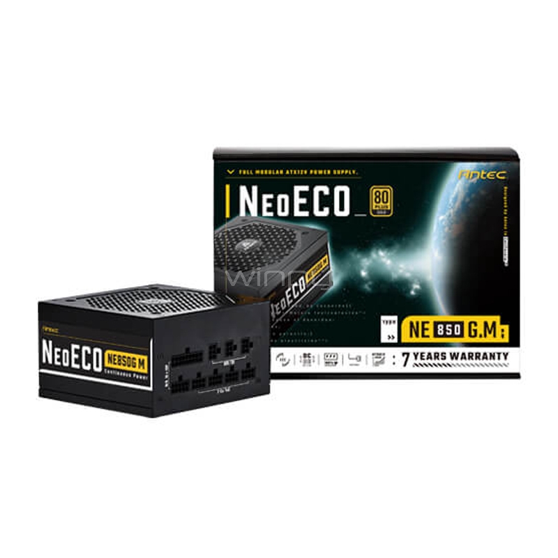 Fuente de Poder Antec Neo ECO de 850W (Full Modular, Certificado 80+ Gold, ATX)