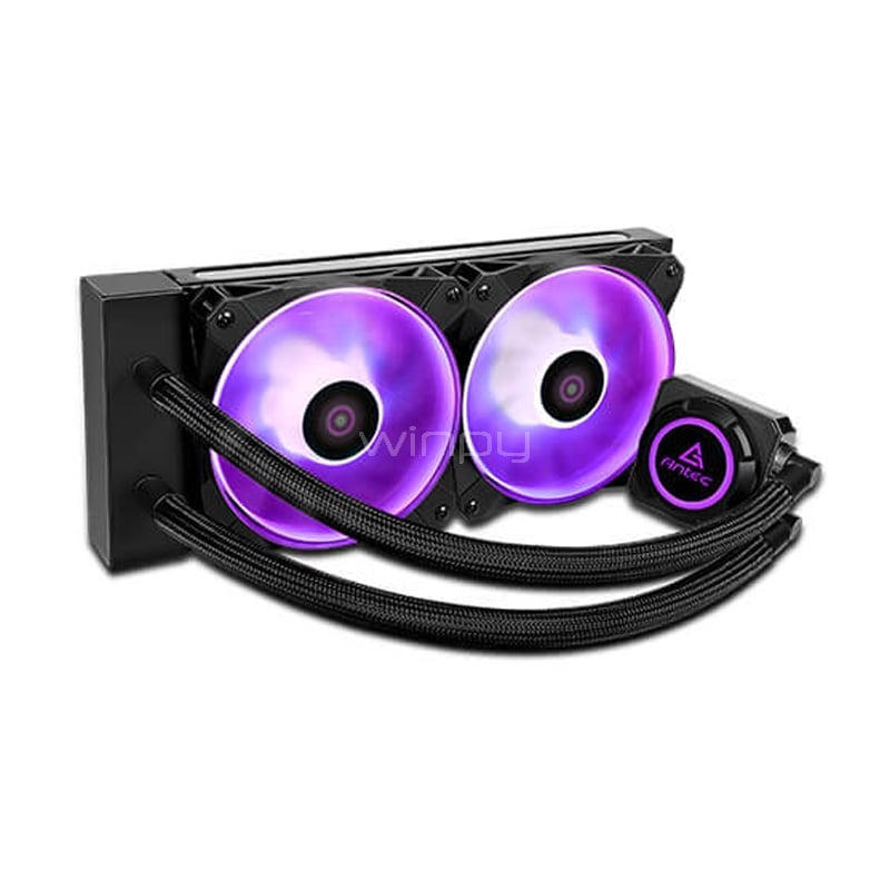 Refrigeración Líquida Antec Kühler H2O K240 RGB (Intel/AMD, PWM, 120mm x2, PTFE, 2000rpm)