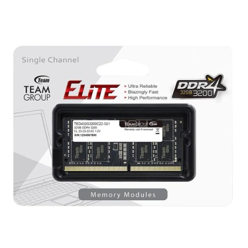 TEAMGROUP Elite DDR4 32GB 3200MHz Laptop Memory TEAMGROUP Elite TEAMGROUP Elite DDR4 32GB 3200MHz Laptop Memory TEAMGROUP Elite