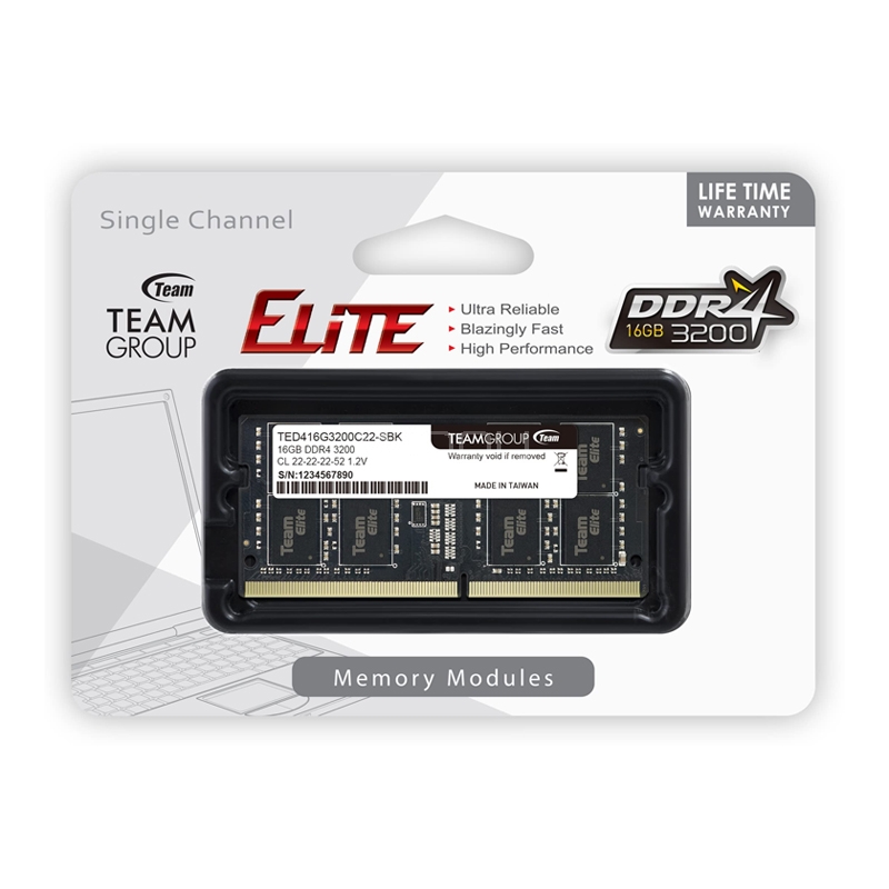 Memoria RAM TeamGroup Elite de 16GB (DDR4, 3200MHz, CL22, SO-DIMM