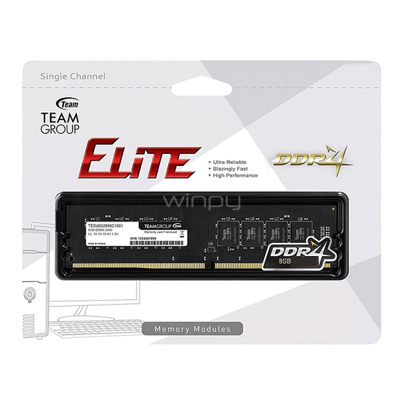 Memoria RAM TeamGroup Elite de 4GB (DDR4, 3200MHz, CL22, DIMM)