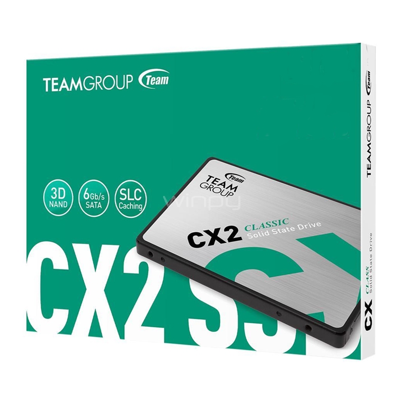 Disco de Estado Sólido TeamGroup CX2 Classic de 256GB (SSD, 3D NAND, Caché SLC)