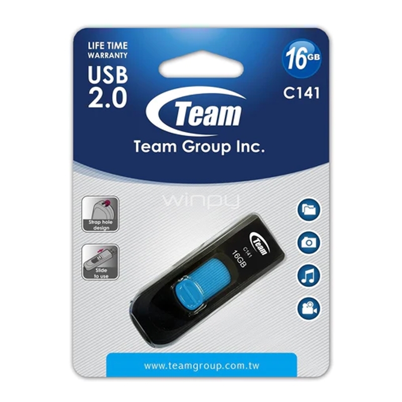 Pendrive Team Group C141 de 16GB (USB 2.0, Azul)