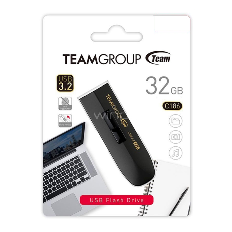Pendrive Team Group C186 de 32GB (USB 2.0, Negro)
