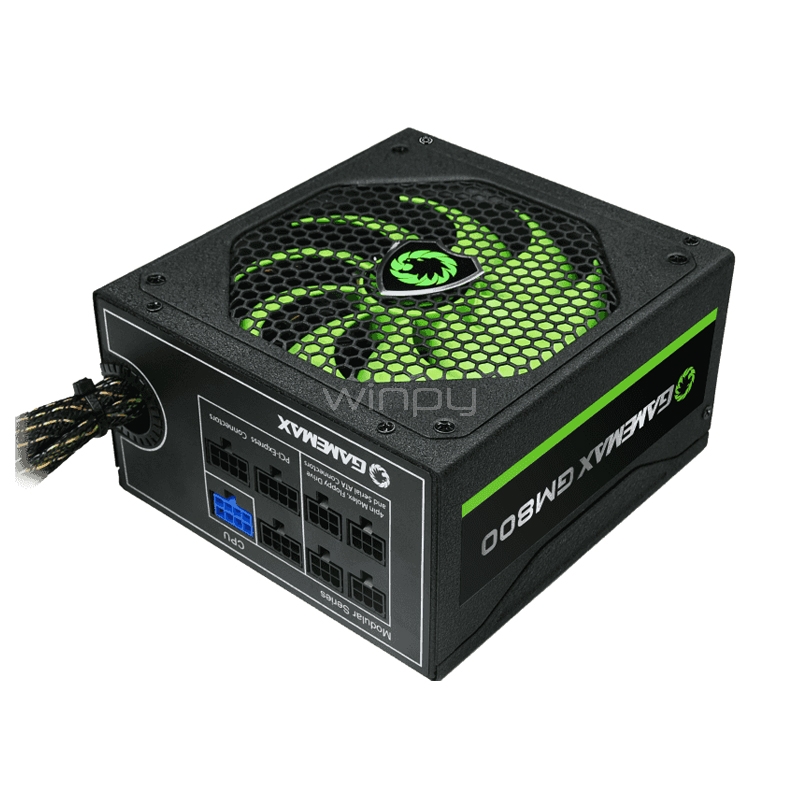 Fuente de Poder GameMax GM-800 de 800W (Semi-Modular, Certificado 80+ Bronze, ATX)