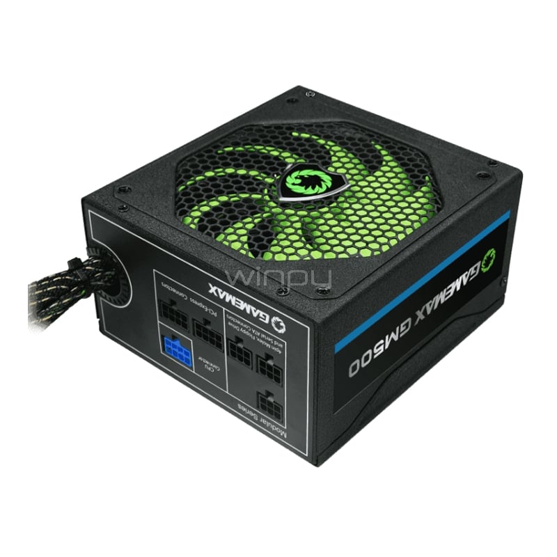 Fuente de Poder GameMax GM-500 de 500W (Semi-Modular, Certificado 80+ Bronce, ATX)