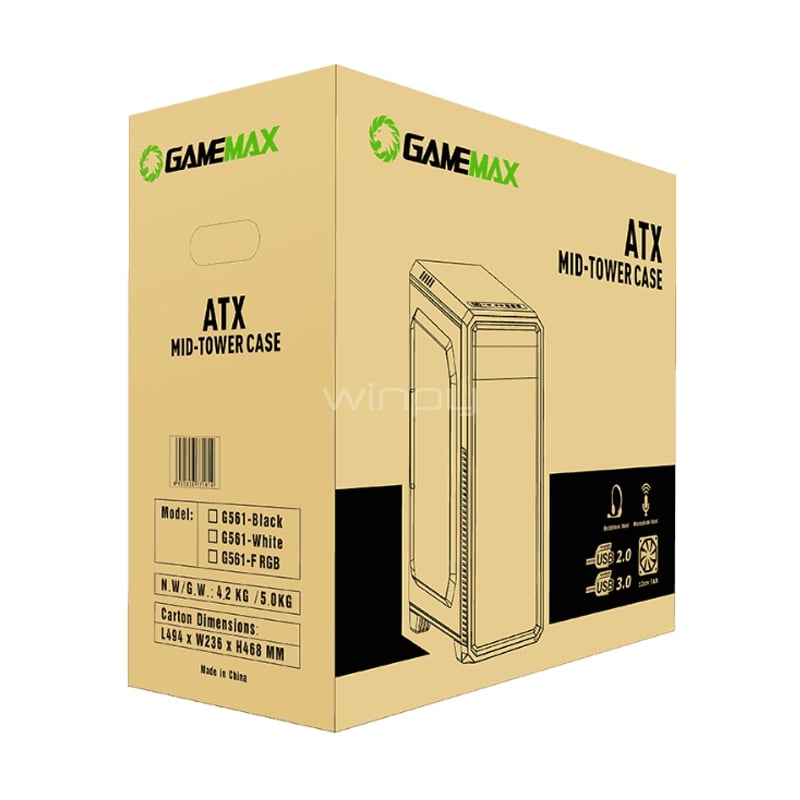 Gabinete Gamer GameMax G561 White (ATX, Panel Acrílico, Sin Fuente)