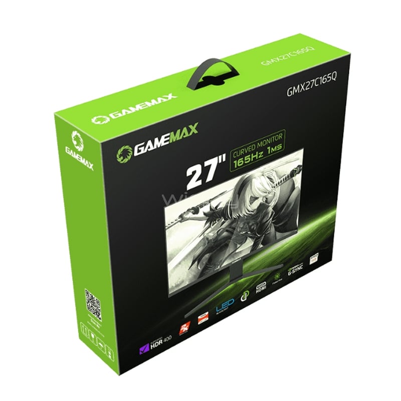 Monitor Gamer GameMax GMX27C165Q de 27“ Curvo (VA, WQHD, 165Hz, 1ms, D-Port+HDMI, FreeSync, Vesa)