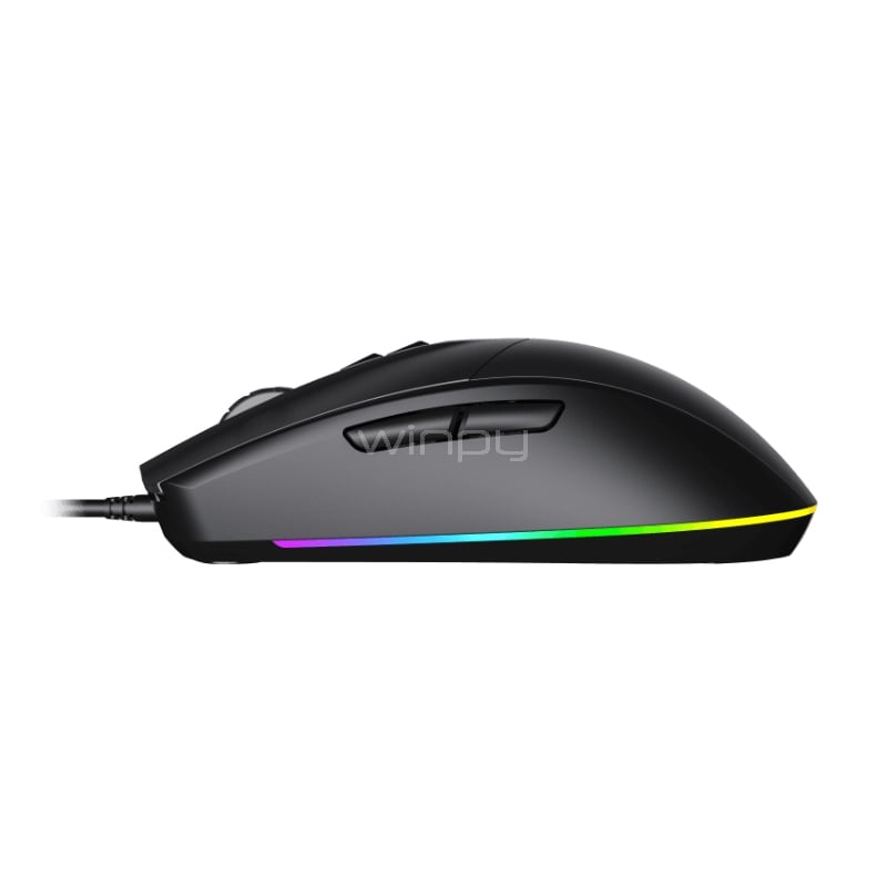 Mouse Gamer GameMax MG3 Black RGB (Sensor SPCP 199, 6.400dpi, Negro)