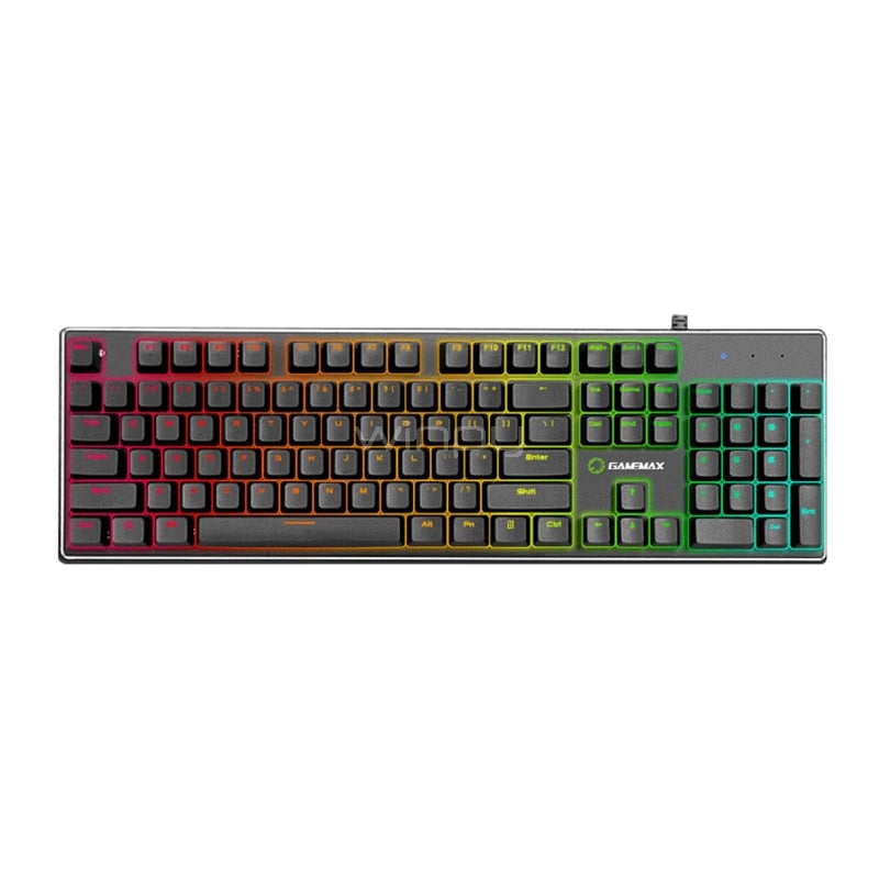 Teclado Gamer GameMax KG901 Iluminación LED (Semi-Mecánico, Anti-Ghosting, Español, Negro)