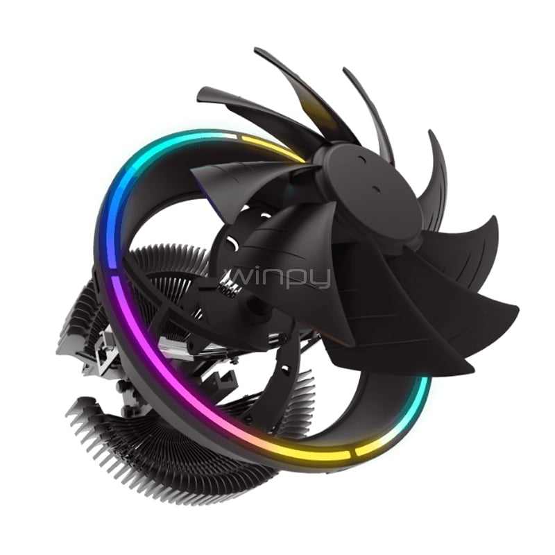 Disipador de Aire GameMax GAMMA 200 Rainbow (Intel/ AMD, PWM, 125mm, 1800RPM, Negro)