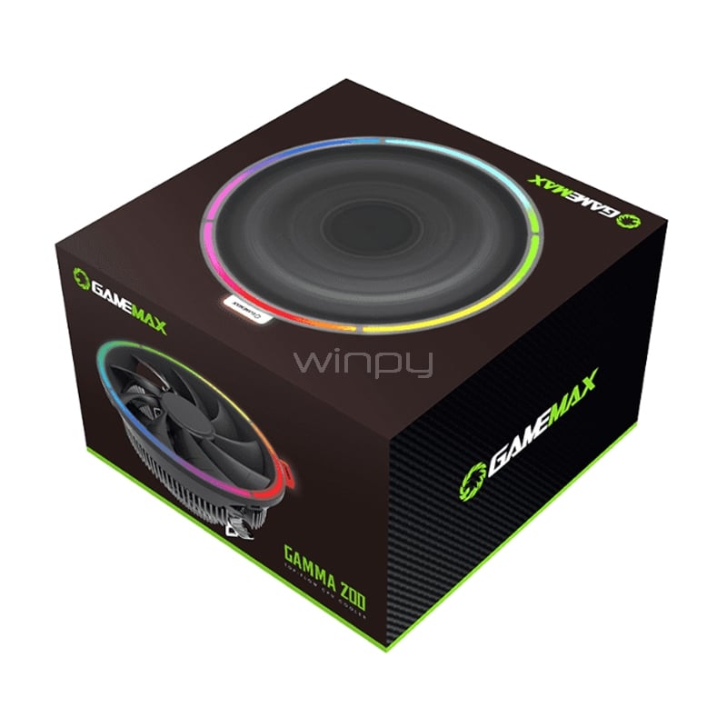 Disipador de Aire GameMax GAMMA 200 Rainbow (Intel/ AMD, PWM, 125mm, 1800RPM, Negro)
