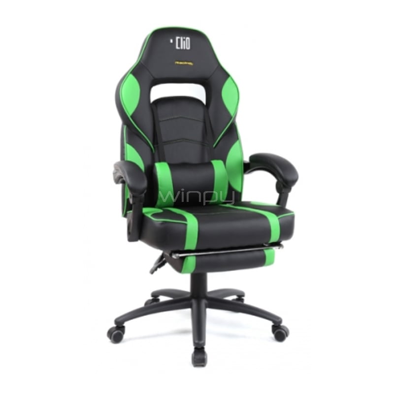 Silla Gamer Clio Kaiteki (Ajustable, hasta 150Kg, Negro/Verde)