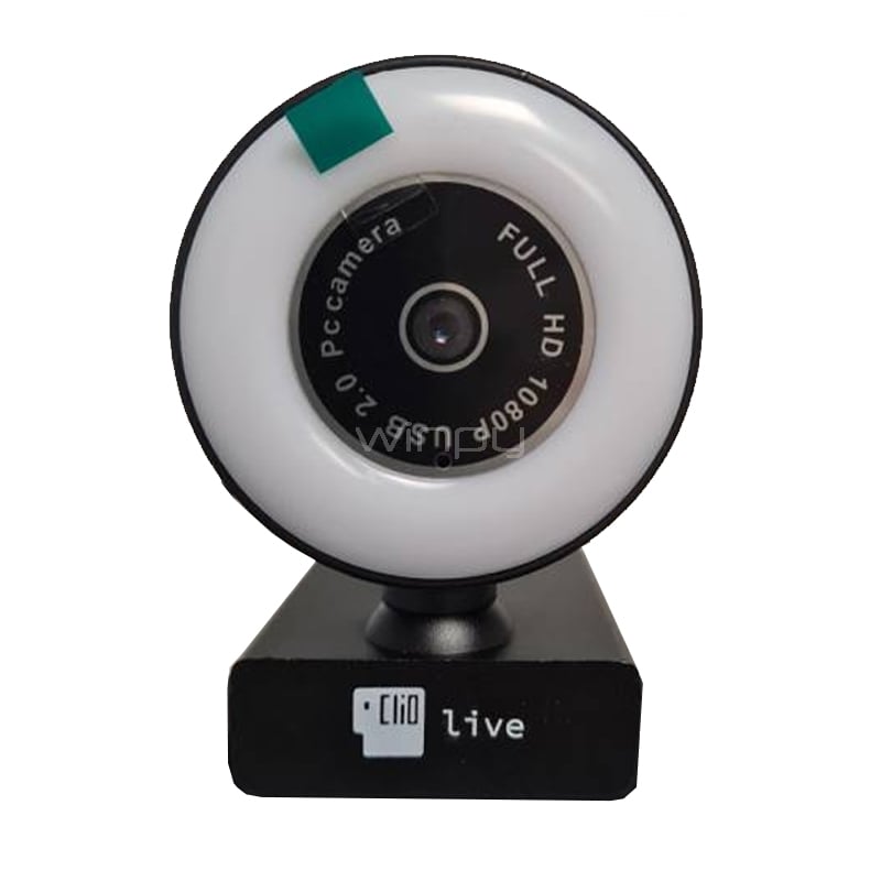 WebCam Clio 1080p con Luz Led Ajustable (Full HD, Negro)