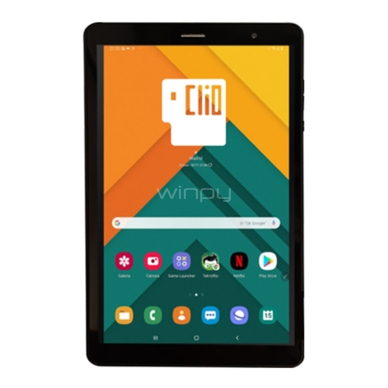 Tablet Clio Mobile 4G de 8“ (OctaCore, 2GB RAM, 32GB Internos, Negro)