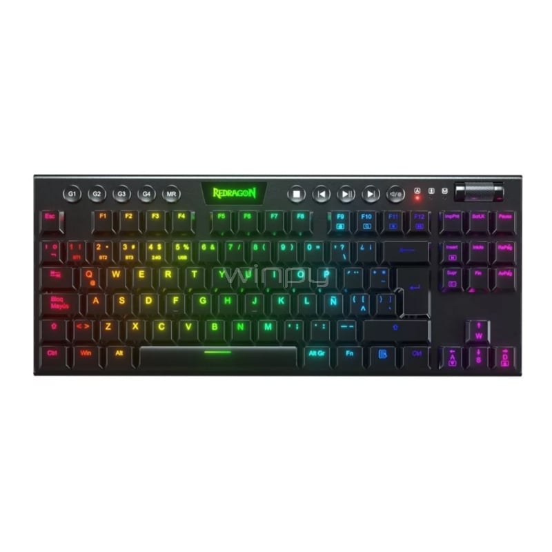 Teclado Mecánico Redragon Horus K621 TKL RGB (Switch Red, Dongle USB/ Bluetooth, Español LA, Negro)