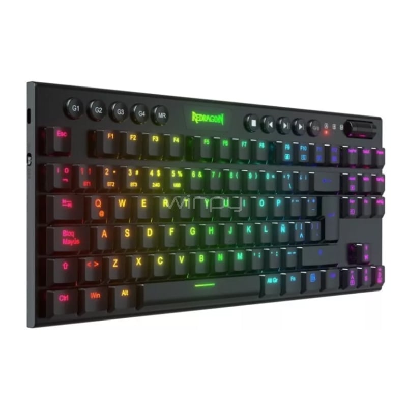 Teclado Mecánico Redragon Horus K621 TKL RGB (Switch Red, Dongle USB/ Bluetooth, Español LA, Negro)